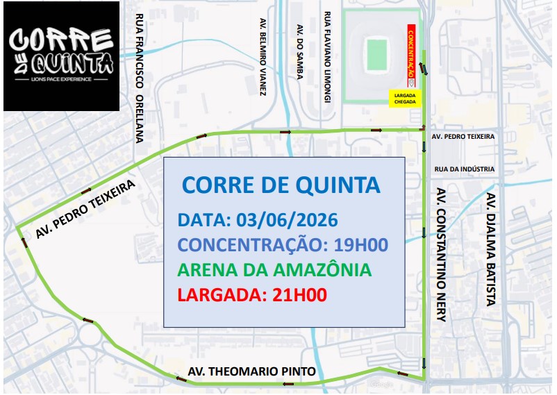Itinerário da corrida "Corre de Quinta".